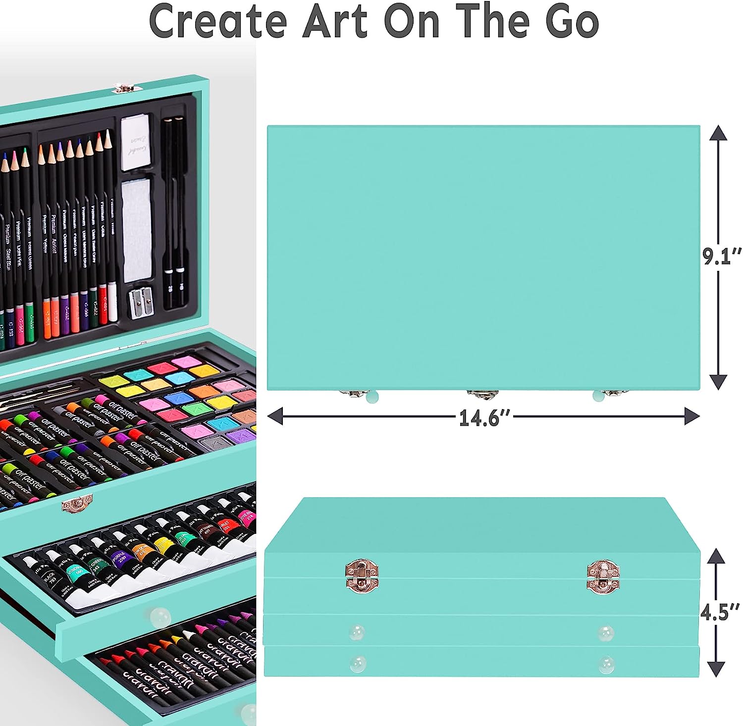 175 Piece Deluxe Art Set with 2 Drawing Pads, Acrylic Paints,Crayons,Colored Pencils,Paint Set in Wooden Case,Professional Art Kit,Art Supplies for Adults,Teens and Artist,Paint Supplies - Image 6